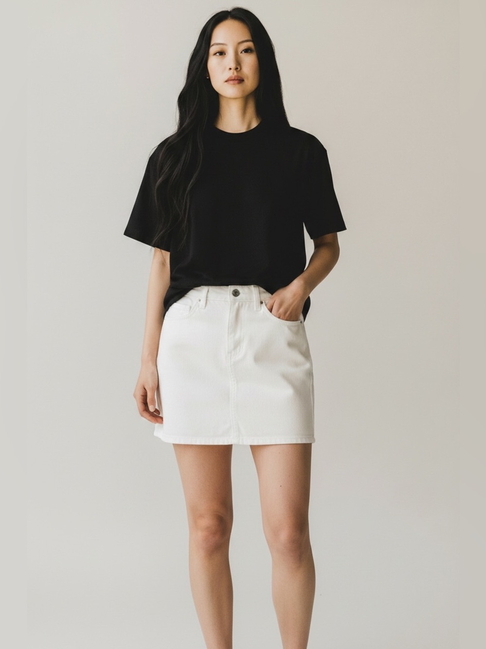 Musera white denim mini skirt